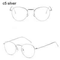 Original Computer Glasses 2021 Spectacle Frames Anti Blue Light Goggles Metal Eyeglasses Frame Women Round Clear Lens Fake Glasses