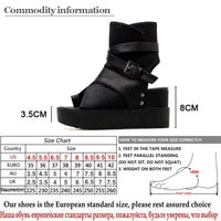 Original Gdgydh Black Women Ankle Boots Spring Autumn Peep Toe Flat Heel Boots For Female Buckle Platform Wedges Shoes Summer Comfortable