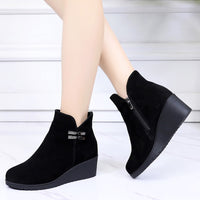 Original GKTINOO 2022 Genuine Leather Warm Winter Boots Shoes Women Ankle Boots Female Wedges Boots Women Boot Platform Shoes