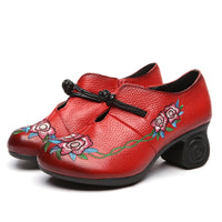Original GKTINOO Women Embroidery Pumps Grey Lady 6CM High Heels Shoes Handmade Women Genuine Leather Pumps Autumn Shoes