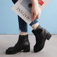 Original Plus Size 35-42 2022 Ylqp NEW Autumn Winter Women Boots Side Zipper Thick Heel Boots Shoes Woman, Ankle Martin Boots botas mujer