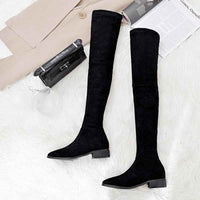 Original Krazing Pot 2022 genuine leather round toe stretch over-the-knee boots thick heels superstar wear thin leg thigh high boots L3f1