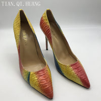 Original New style high quality women Genuine Leather high heels party fashion girls sexy shoes TIAN.QI.HUANG Brand