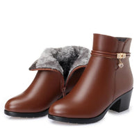 Original GKTINOO 2022 NEW Fashion Soft Leather Women Ankle Boots High Heels Zipper Shoes Warm Fur Winter Boots for Women Plus Size 35-43