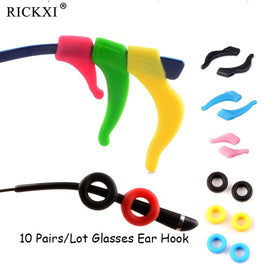 RICKXI - Original 10 Pairs/lot Anti Slip Silicone Glasses Ear Hooks For Kids And Adults Round Grips Eyeglasses Sports Temple Tips Soft Ear Hook