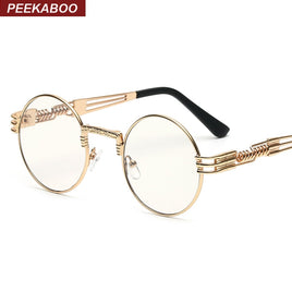 PEEKABOO - Original clear fashion gold round frames eyeglasses for women vintage steampunk round glasses frames for men male nerd metal