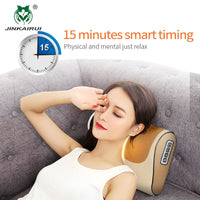 JinKaiRui Neck Massage Pillow Infrared Heating Shiatsu Massager Device Kneading Massage with wave curve design healthy Massager