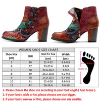 Original Socofy Vintage Splicing Printed Ankle Boots For Women Shoes Woman Genuine Leather Retro Block High Heels Women Boots 2020