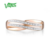 Original VISTOSO Genuine 14K 585 Rose Gold Chic Rings For Lady Sparkling Diamond Engagement Anniversary Simple Style Eternal Fine Jewelry
