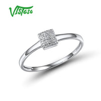 Original VISTOSO Pure 14K 585 Rose White Gold Sparkling Diamond Delicate Square Ring For Women Anniversary Engagement Trendy Fine Jewelry
