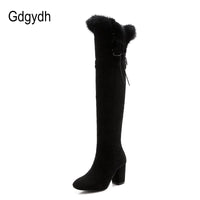 Original Gdgydh Female Snow Boots Winter Warm Shoes Woman Suede Over the Knee High Booties Shoes High Quality 2022 New Arrival Plush
