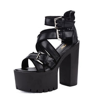 Original Gdgydh Open Toe Black Sandals Woman Platform Shoes Thick Heels Sandals Brand Designer Sexy Soft Leather Women&#39;s Shoes Summer