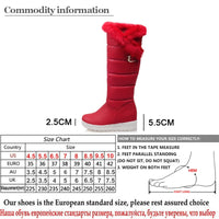 Original Gdgydh Knee High Boots Red Winter Shoes Warm Women Snow Boots Height Increasing Buckle Ladies Wedges Boots Plush Plus Size 42