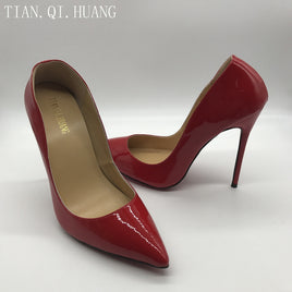 Original NEW arrivel Woman Sexy Red Pumps High Quality Suede Shoes High Heel Nightclub Patent Leather Shoes