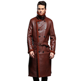 LUHAYESA - Original Luxury Men's Sheepskin Coat Genuine Leather Male Formal Casual Winter Long Thick Jacket Sheepskin Shearling Men Fur Outwear 5XL