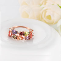 Original Manxiuni New Top Rose Gold Color Flower Jewelry Set Multicolor Cubic Zircon Pendant/Earrings/Ring Women Wedding Jewelry Sets