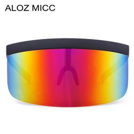 ALOZ MICC - Original Women Oversize Shield Visor Sunglasses Women Retro Windproof Glasses Men Shield Visor Flat Top Hood Eyeglasses Q439