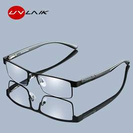 UVLAIK Men Titanium alloy Reading Glasses Non spherical 12 Layer Coated Retro Business Hyperopia Prescription Eyeglasses