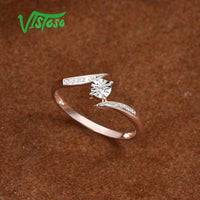 Original VISTOSO Pure 14K 585 Two-Tone Gold Sparkling Illusion-Set Miracle Plate Diamond Ring For Women Anniversary Trendy Fine Jewelry