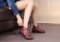 Original New Arrival Roman Women Sandals Cut outs Gladiator Low Heels Ankle Cool boots Genuine Leather Ladies Summer Shoes