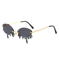 Original Luxury Diamond Sunglasses Women Vintage Unique Tears Shape Punk Sunglasses Rimless Crystal Eyeglasses Female Gafas Shades UV400