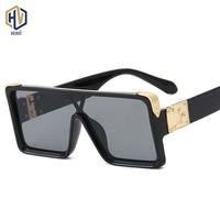 Original Casual Fashion Siamese UV Sunglasses New Men Women Square Big Frame Sun Glasses European American Retro Gradient Eyeglasses