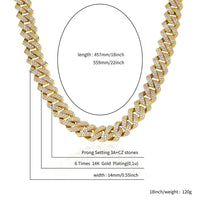 Original TOPGRILLZ 12/14mm Miami Cuban Chain Necklace With Spring Clasp Full Iced Cubic Zirconia White/Yellow Gold Hiphop Fashion Jewelry