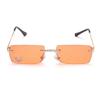 Original Rimless Vintage Sunglasses Women Shades Retro Gradient Color Heart Diamond Eyeglasses Men Luxury Brand Designer Eyewear UV400