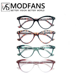 MODFANS - Original Cat Eye Reading Glasses Women Spring Hinge Lightweight Presbyopic Readers Eyeglasses with Diopter +0.5 to +4.0