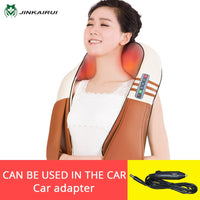 JinKaiRui 16 Massage Heads Heating Neck Shoulder Kneading Massager Cervical Therapy Health Care Back Waist Pain ReliefRelaxation