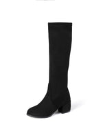 Original MORAZORA 2022 New arrival knee high boots thick high heels round toe ladies shoes winter black rice white color women boots