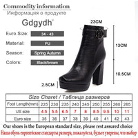 Original Gdgydh Brand Designer Ladies Short Boots Women Square Toe Sexy Buckle High Heels Shoes For Party Autumn Winter 2021 High Quality