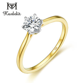 Original Kuololit Solid 58514K10K Yellow gold Natural moissanite Rings for Women VVS D color Solitaire  set ring for anniversary wedding