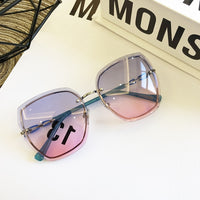 Original Famous Brand Design Rimless Women Sunglasses Luxury Glasses Lady Sun glass Woman 2022 Gradient Pink Blue Lens Eyeglasses Square