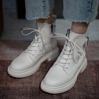 Original RIZABINA New Women Real Leather Ankle Boots Thick Bottom Zipper Shoes Woman Winter Warm Shoes Fashion Cool footwear Size 34-40