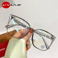 UVLAIK Square Transparent Optical Glasses Frame Blue Light Blocking Glasses Vision Care Oversized Computer Eyeglasses Frames