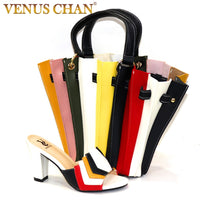 Original New Arrival Italian Design 2020 Hot Selling Multicolor Color Classic and Top-Grade Style Party Wedding Ladies Shoes and Bag Set