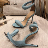 Original 2021 Women 10.5cm Heels Sandals Metallic Gold Leather High-heeled Sandals Zip Fastening Ankle Strap Peep Toe Sandalias De Mujer