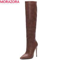 Original MORAZORA 2022 new arrival over the knee boots women pointed toe autumn winter boots slim high heels party wedding shoes woman
