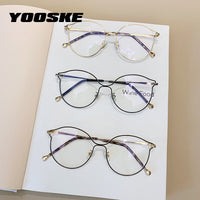 YOOSKE Fashion Cat Eye Glasses Frames Women Trending Myopia Frame Transparent Optical Spectacles Rose Gold Fake Eyeglasses