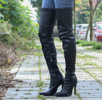Original women over knee high boots high heels shoes woman booties vintage PU leather shoe chaussures femme zapatos mujer sapato K0035