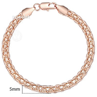 Original Bracelets for Women Men 585 Rose Gold Copper Curb Cuban Snail Link Chain Bracelet On Hand Hot Party Jewelry Gifts 18cm-23cm GBB1