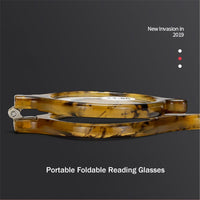 IBOODE - Original Small Round Marble Folding Reading Glasses Men Women Portable Foldable Eyeglasses for Presbyopia +1.0 1.5 2.0 2.5 3 3.5 4