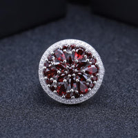 Original GEM & BALLET 11.65Ct Natural Red Garnet Earrings Cocktail Ring Set 925 Sterling Silver Gemstone Vintage Jewelry Set  For Women