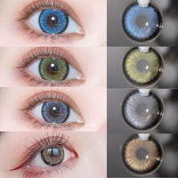UYAAI - Original 2Pcs Colored Lenses 1Pair Natural Eye Color Lens Contact Lenses For Eyes Contacts Yearly Color Contact Lenses Blue