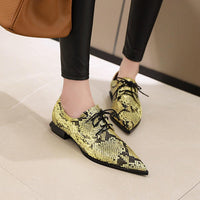Original Brogue Woman Spring Autumn Flats Snake Print Women Shoes PU Leather Lace-Up loafers Female Flat Oxford Mujer Big Size 33-43