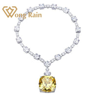 Original Wong Rain 100% 925 Sterling Silver Created Moissanite Citrine Gemstone Wedding Cocktail Pendent Necklace Fine Jewelry Wholesale