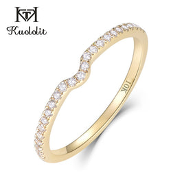 Original Kuololit 10K Yellow Gold 100% Natural Moissanite Gemstone Rings for Women Handmade Eternity Band Rings Engagement Fine Jewelry