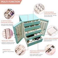 Original Casegrace Multi-layer Drawer Large Jewelry Organizer Box Leather Jewelry Storage Gift Case Earrings Watch Necklace Cabinet Box