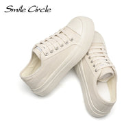 Original Smile Circle Chunky Sneakers Women Flat Platform Canvas Shoes Spring Summer Fashion Round toe Casual Shoes Ladies Sneakers